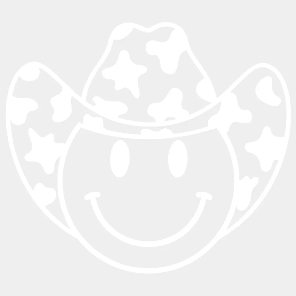 Cowboy Hat Smiley Face Design - Dtf Heat Transfer