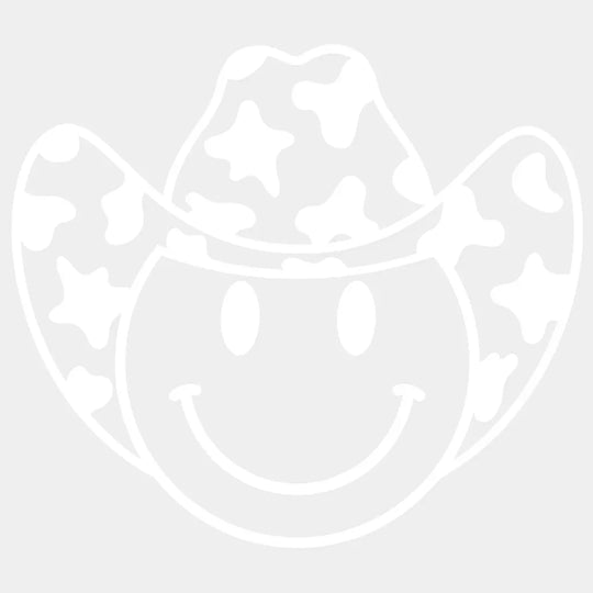 Cowboy Hat Smiley Face Design - Dtf Heat Transfer