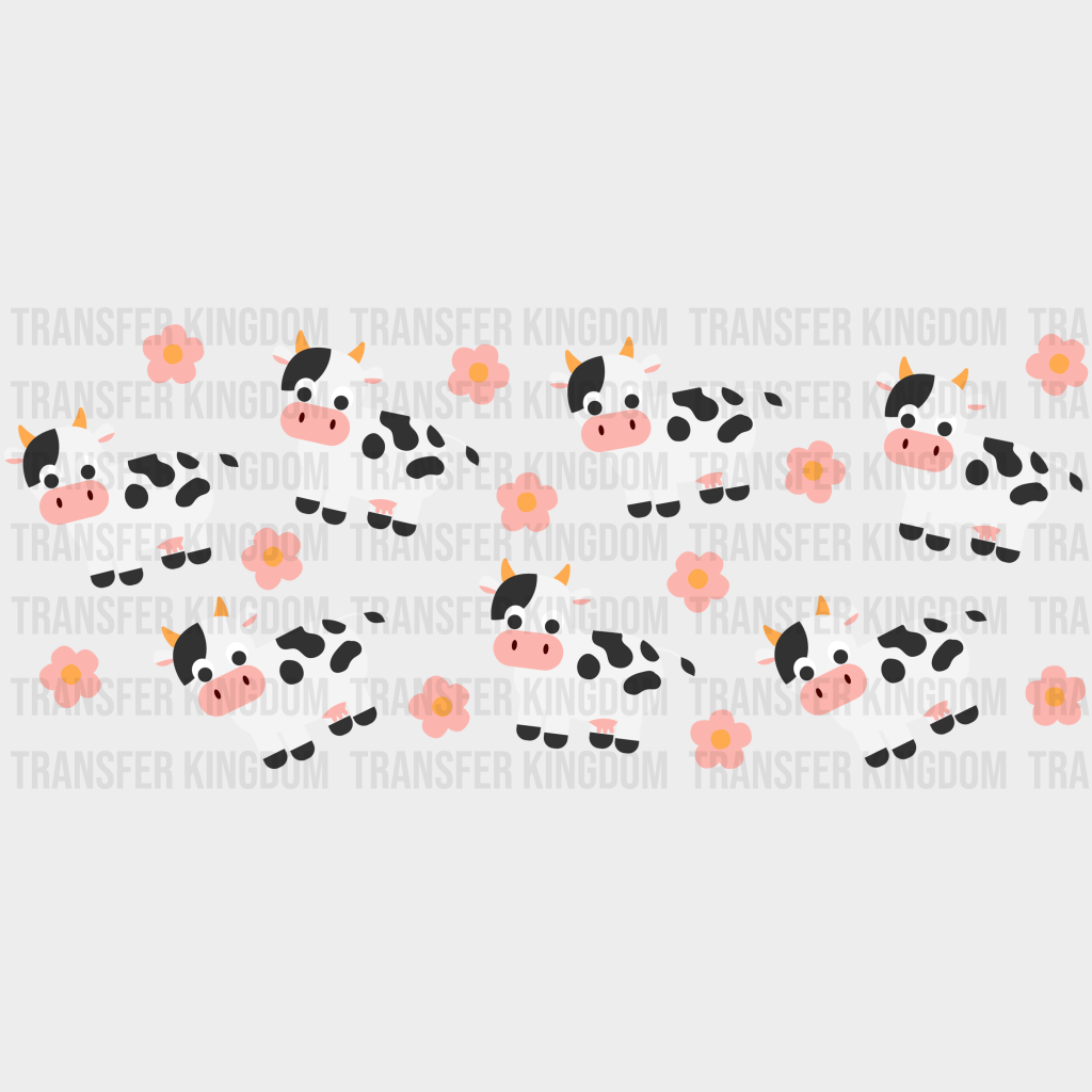 Cows And Flowers Uv Dtf Transfer Cup Wrap Sticker