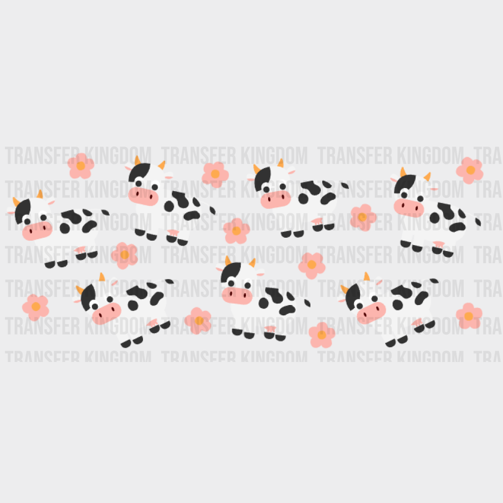 Cows And Flowers Uv Dtf Transfer Cup Wrap Sticker