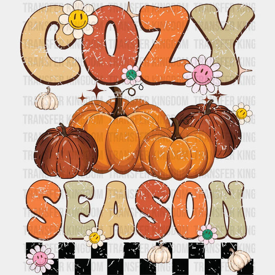 Cozy Season Pumpkin And Flowers - Fall Dtf Transfer Unisex S & M (10’’) / Dark Color Design See