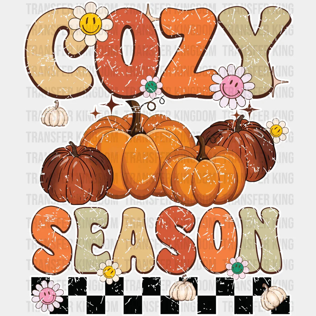 Cozy Season Pumpkin And Flowers - Fall Dtf Transfer Unisex S & M (10’’) / Light Color Design