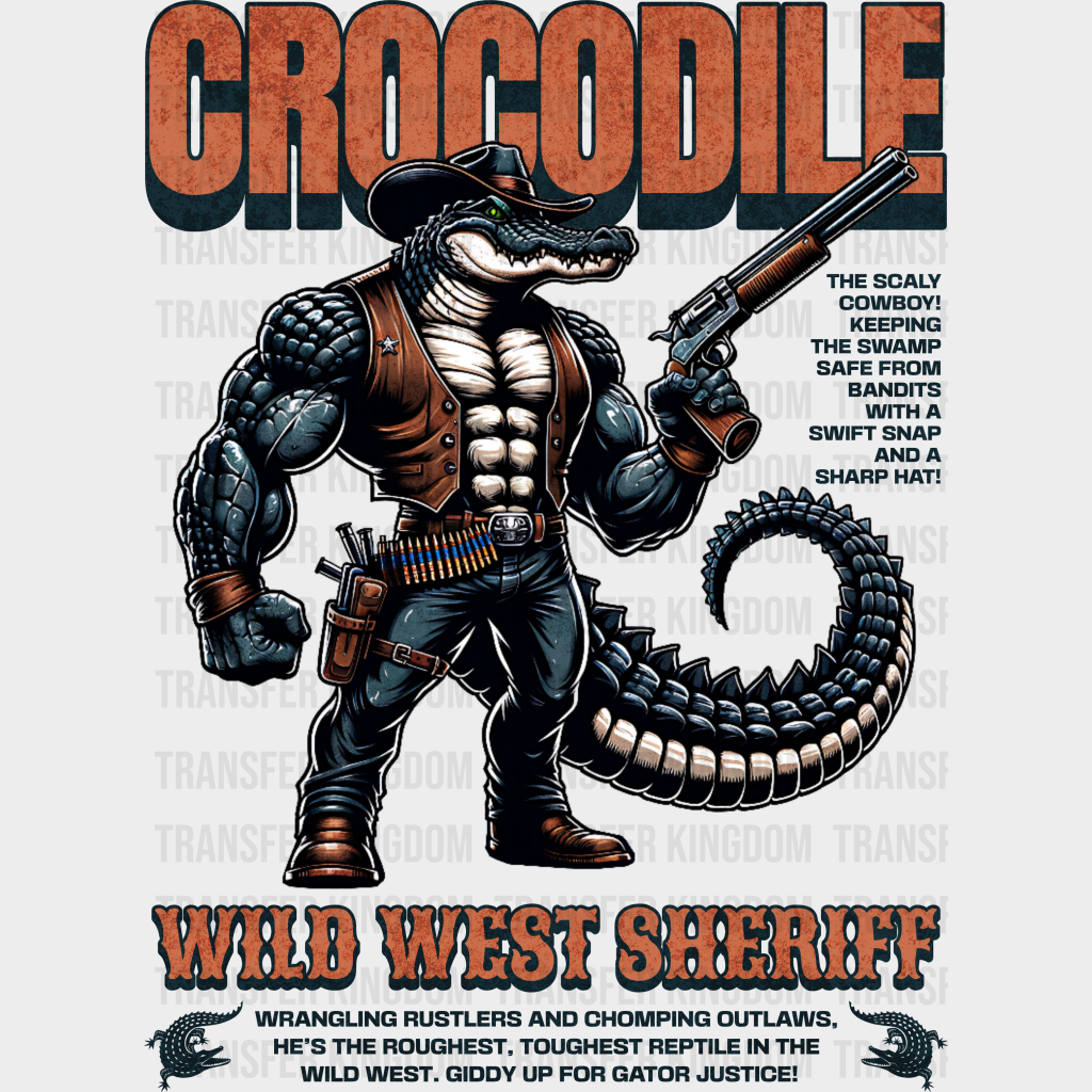 Crocodile Wild West Sheriff Design - Rodeo Dtf Transfers