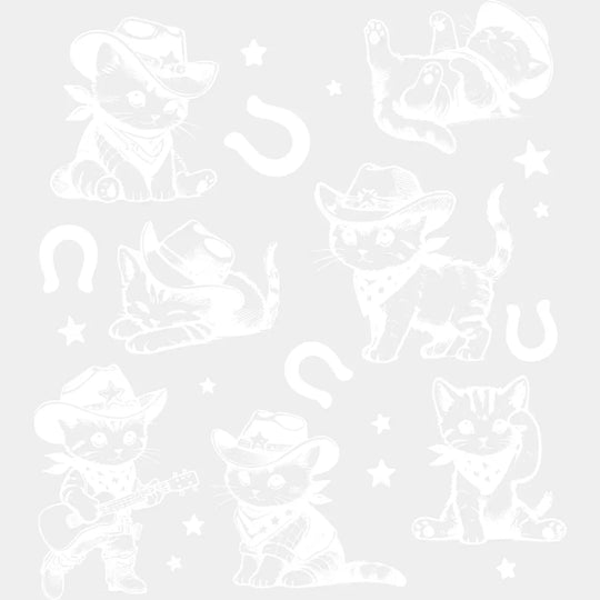 Cute Cats & Horseshoes - Rodeo DTF Transfer Adult Unisex - S & M (10’’) / Light Color Design (See Imaging)