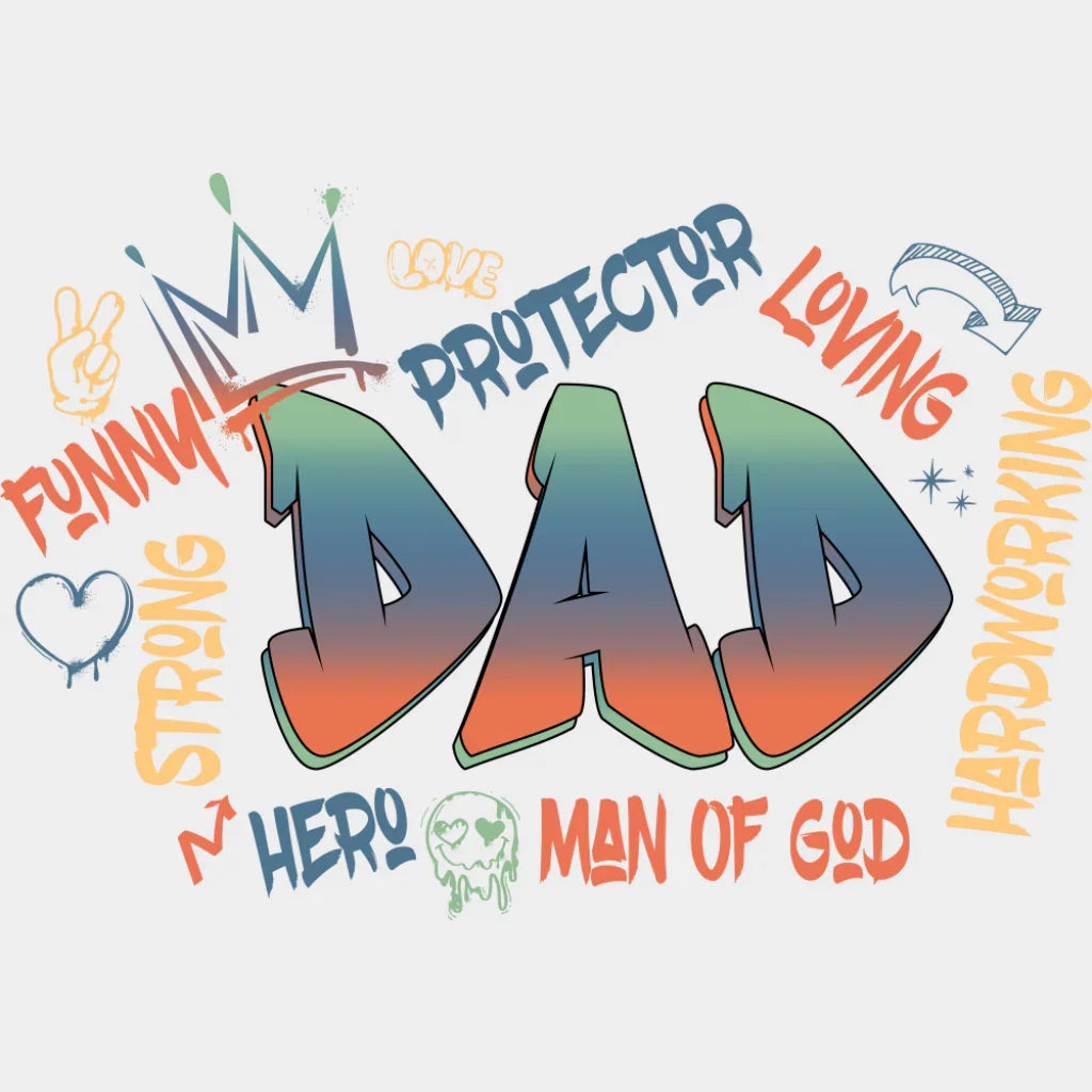 Dad Gradient - Father’s Day DTF Transfer Adult Unisex - S & M (10’’) / Light Color Design (See Imaging)
