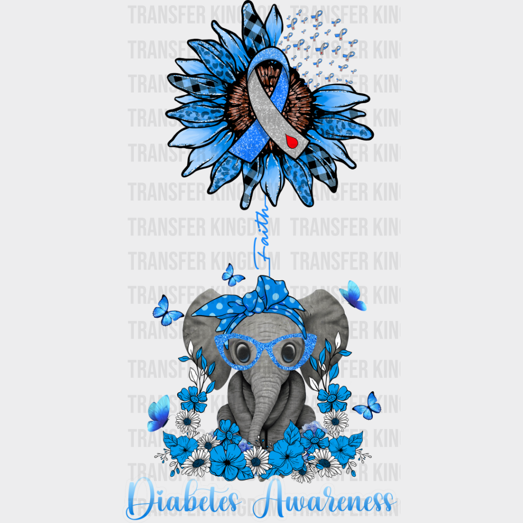 Diabetes Awareness Elephant Design - Dtf Heat Transfer