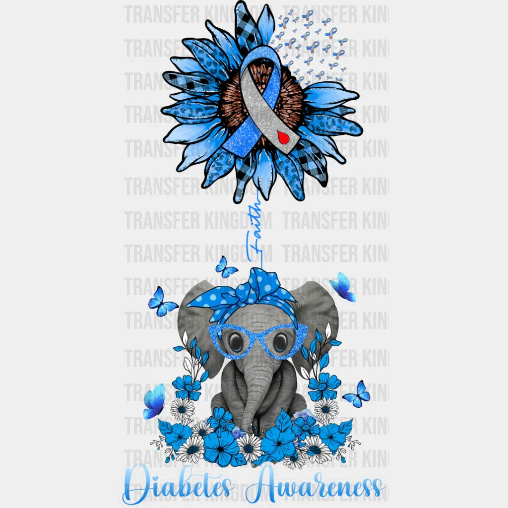 Diabetes Awareness Elephant Design - Dtf Heat Transfer