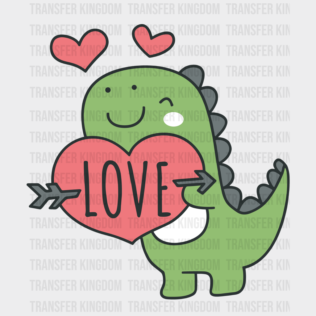 Dino Love Valentines Day Design - Dtf Heat Transfer
