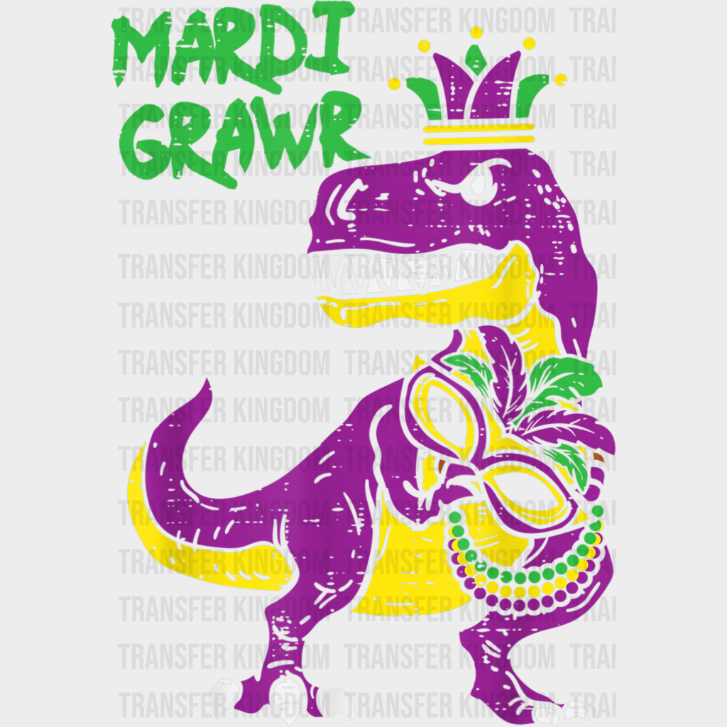 Dinosaur Mardi Gras Design- Dtf Heat Transfer