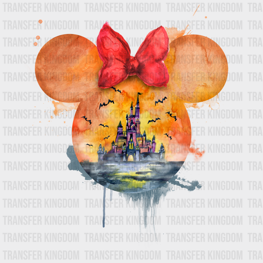 Disney Castle Mickey And Minnie Head Watercolor Design - Dtf Heat Transfer Unisex S & M ( 10 ) /