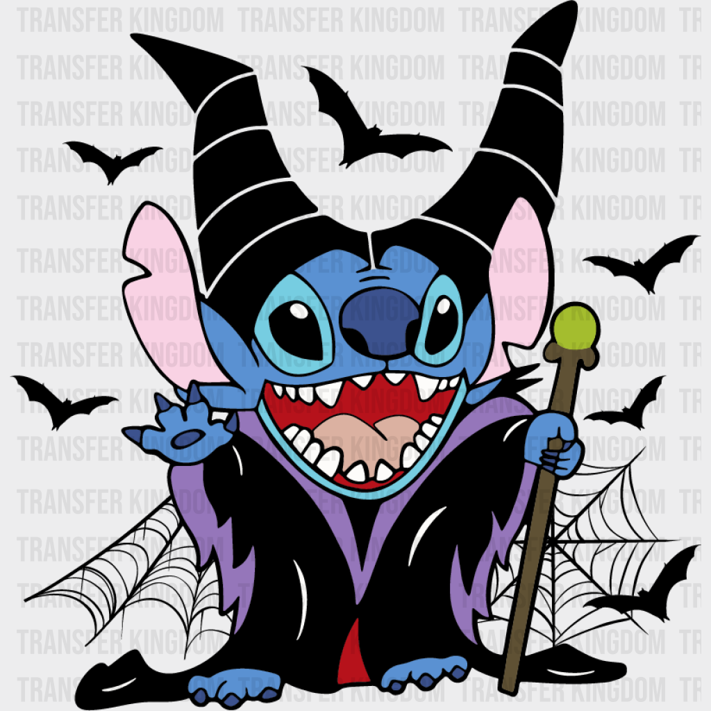 Disney Stitch Halloween Maleficent Design - Dtf Heat Transfer Unisex S & M ( 10 )