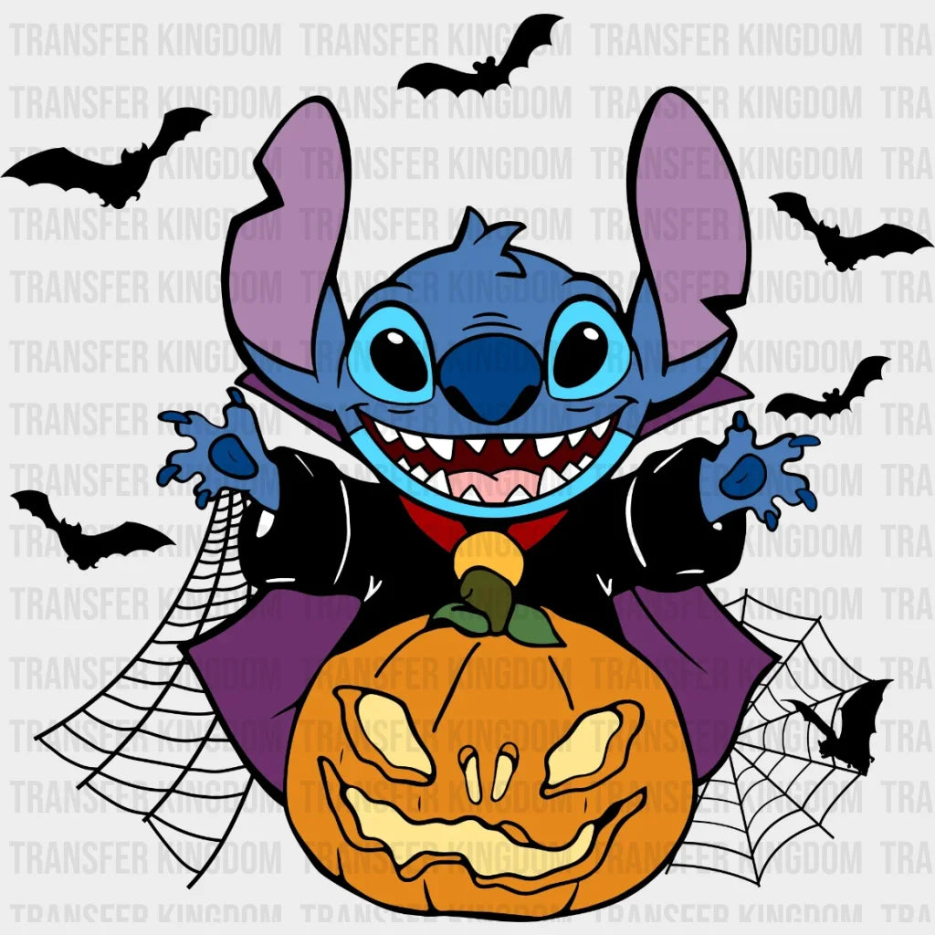 Disney Stitch Halloween Pumpkin Design - Dtf Heat Transfer