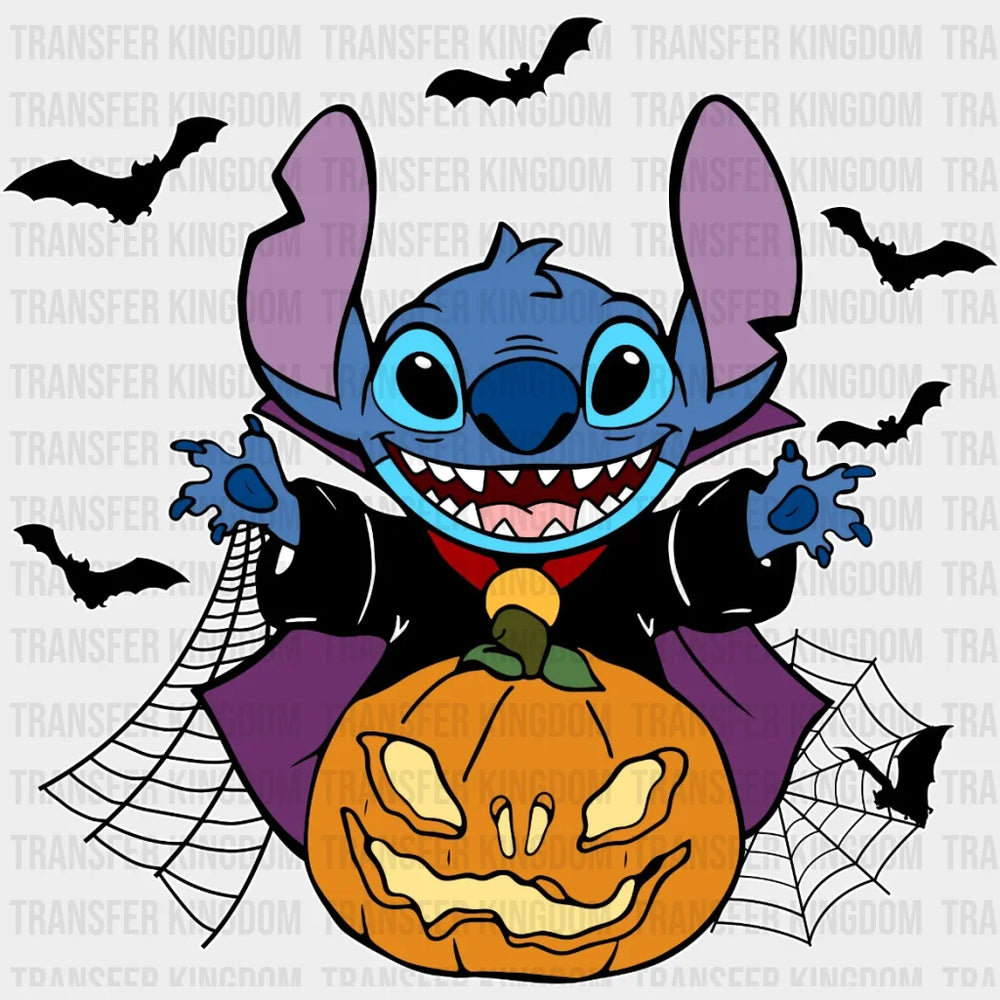 Disney Stitch Halloween Pumpkin Design - Dtf Heat Transfer