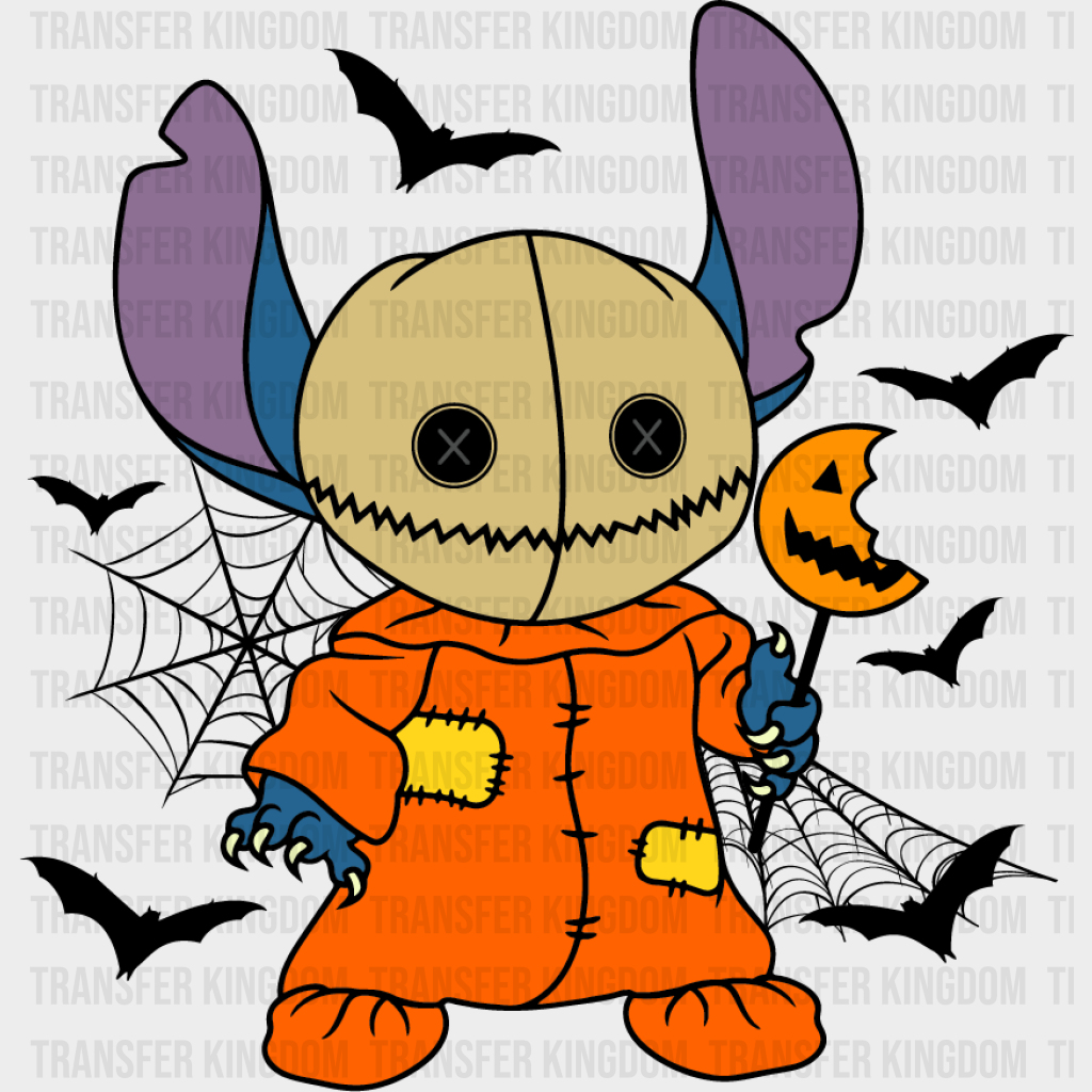 Disney Stitch Halloween Trick R Treat Sam Design - Dtf Heat Transfer Unisex S & M ( 10 )