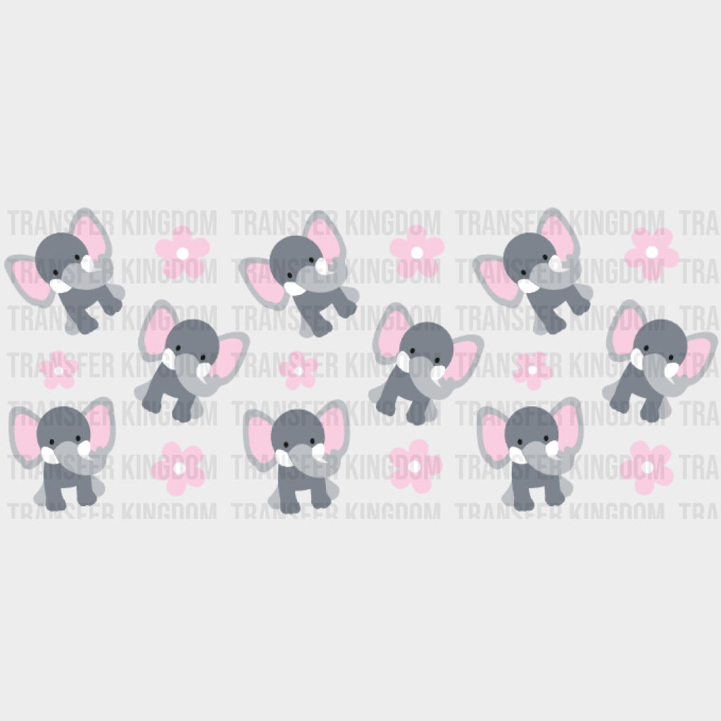 Elephants And Flowers Uv Dtf Transfer Cup Wrap Sticker