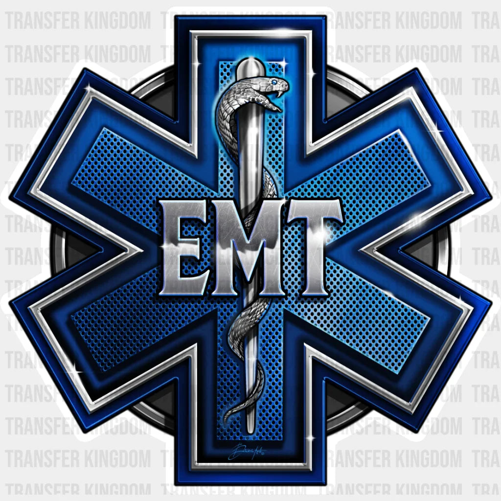 Emt Star Of Life Design - Dtf Transfer Unisex S & M (10’’) / Light Color See Imaging