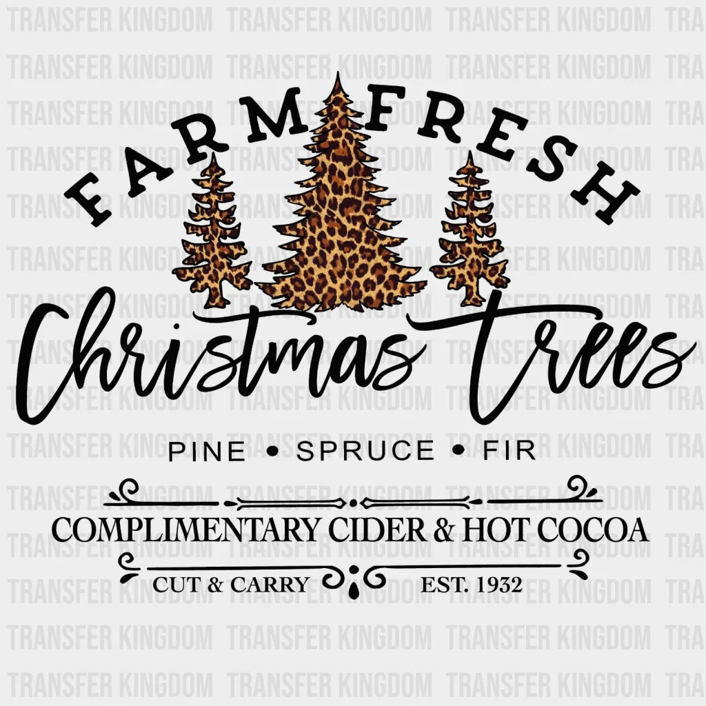 Farm Fresh Christmas Tress Pine Spruce Fir Hot Cocoa Design - Dtf Heat Transfer
