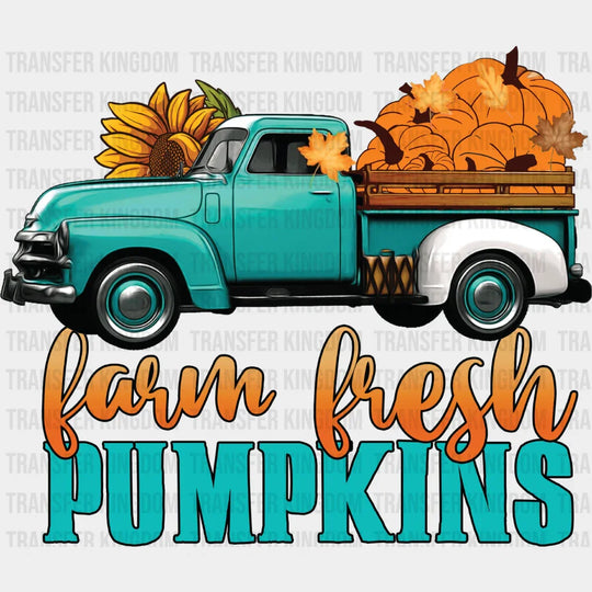 Farm Fresh Pumpkins Truck - Fall Dtf Transfer Unisex S & M (10’’) / Dark Color Design See Imaging