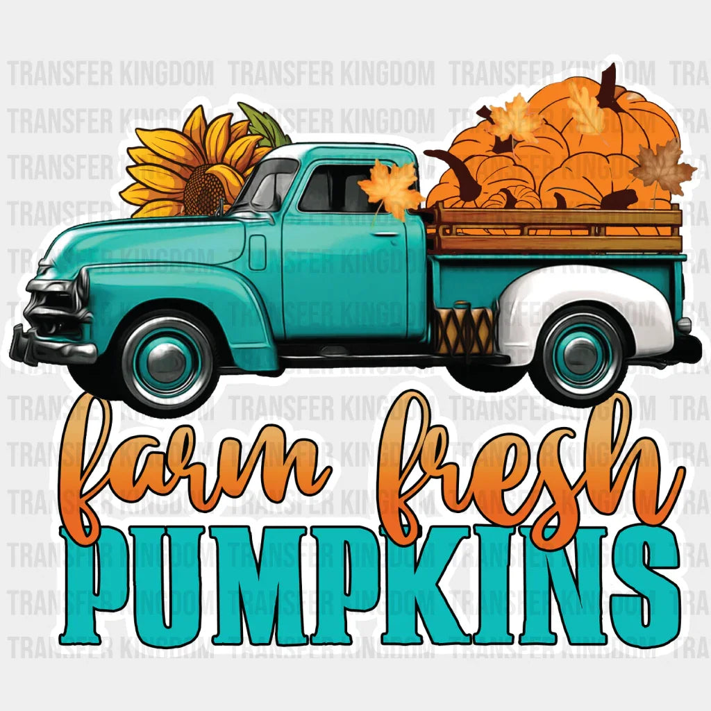 Farm Fresh Pumpkins Truck - Fall Dtf Transfer Unisex S & M (10’’) / Light Color Design See Imaging