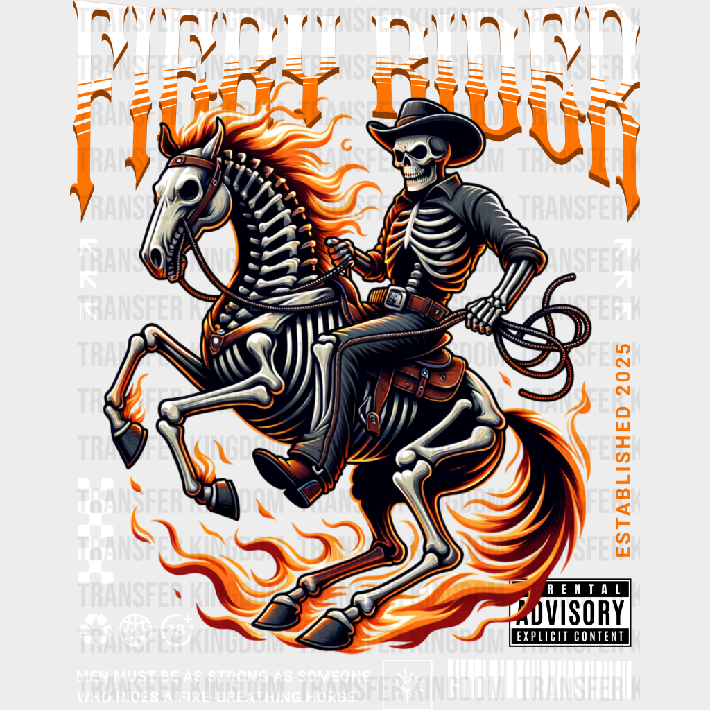 Fiery Rider Design - Rodeo Dtf Transfers