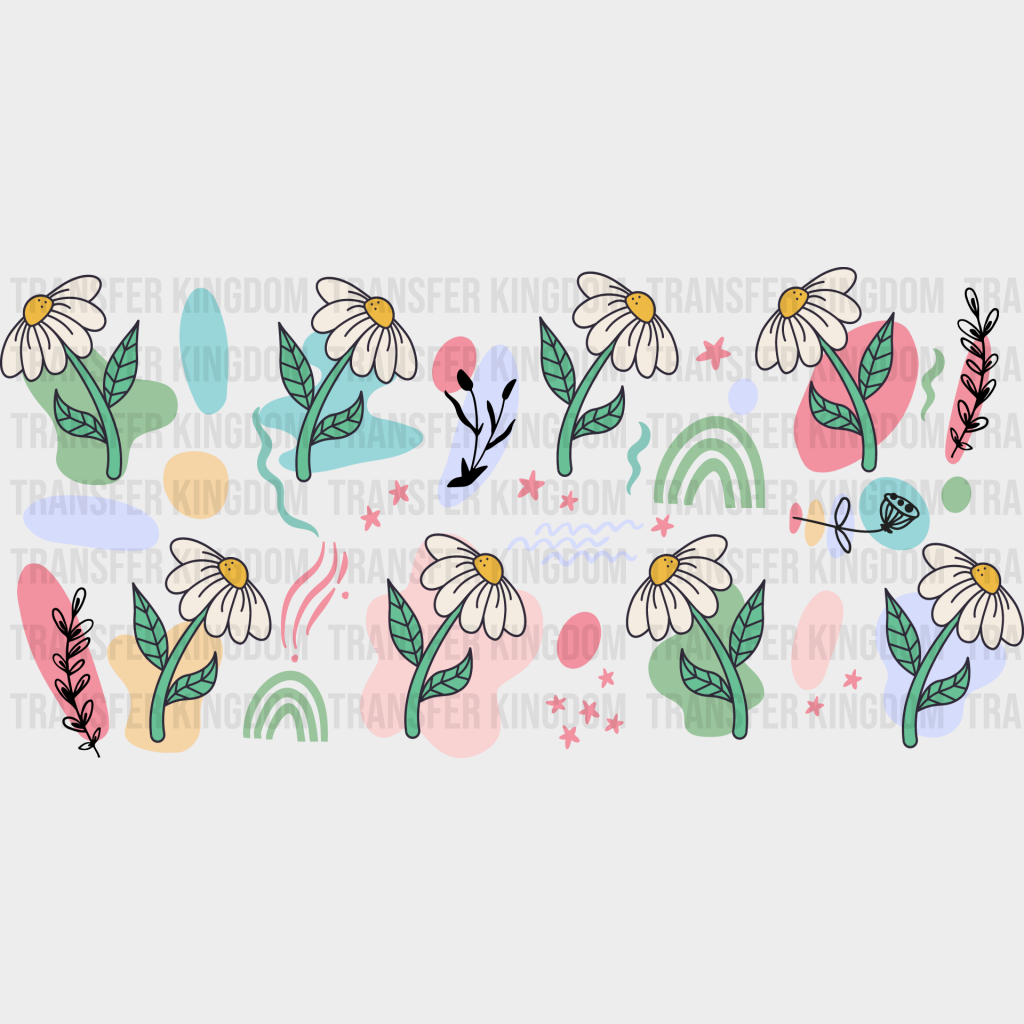 Flower Uv Dtf Transfer Cup Wrap Sticker