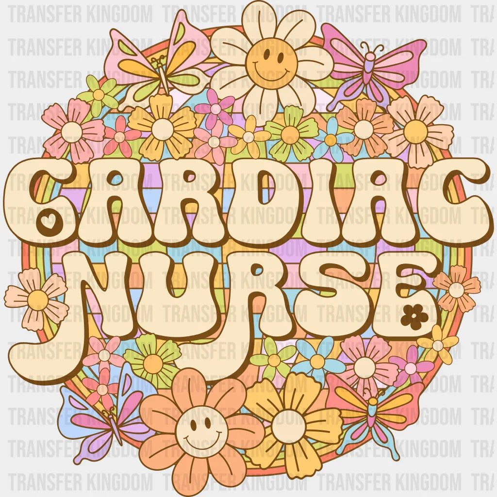 Flowers Cardiac Nurse - Cardiactic Dtf Heat Transfer