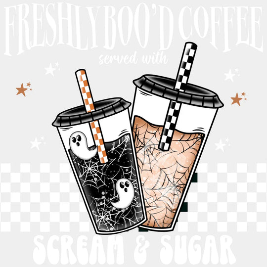 Freshboo’d Coffee - Halloween DTF Transfer Adult Unisex - S & M (10’’) / Light Color Design (See Imaging)