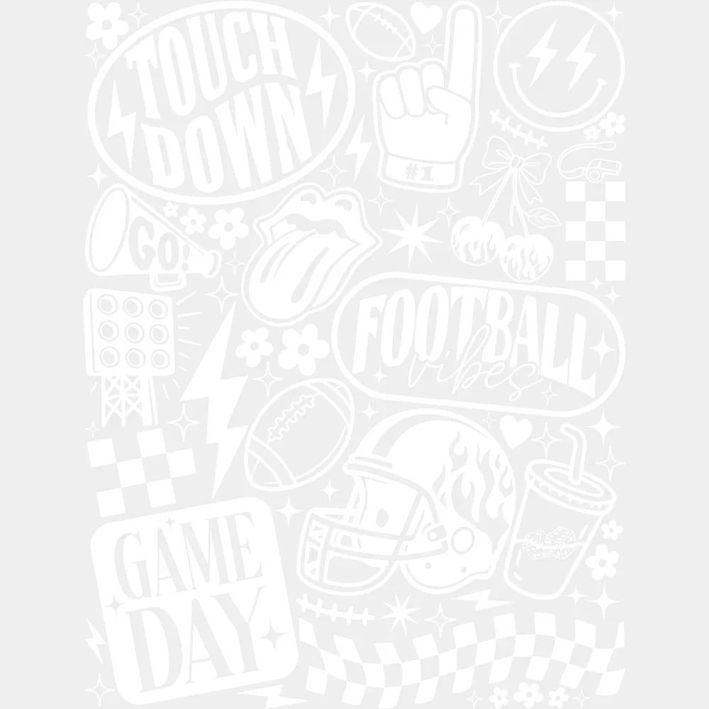 Game Day B&W Football DTF Transfer Adult Unisex S & M (10’’) / Light Color Design (See Imaging)