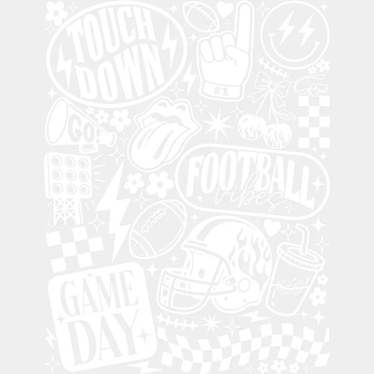 Game Day B&W Football DTF Transfer Adult Unisex S & M (10’’) / Light Color Design (See Imaging)