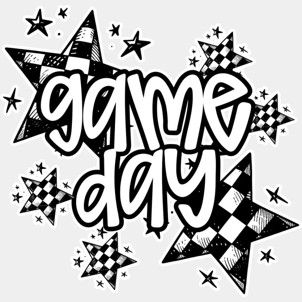 Game Day Checkered Stars - Game Day DTF Transfer Adult Unisex - S & M (10’’) / Light Color Design (See Imaging)