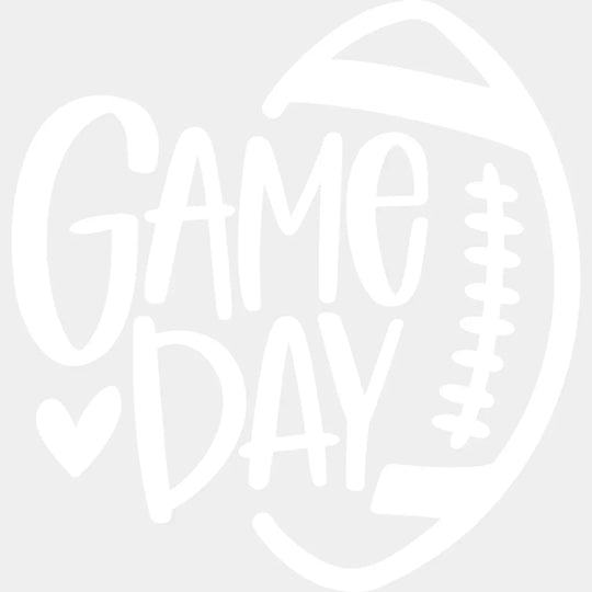 Game Day Football B&W - Game Day DTF Transfer Adult Unisex - S & M (10’’) / Light Color Design (See Imaging)