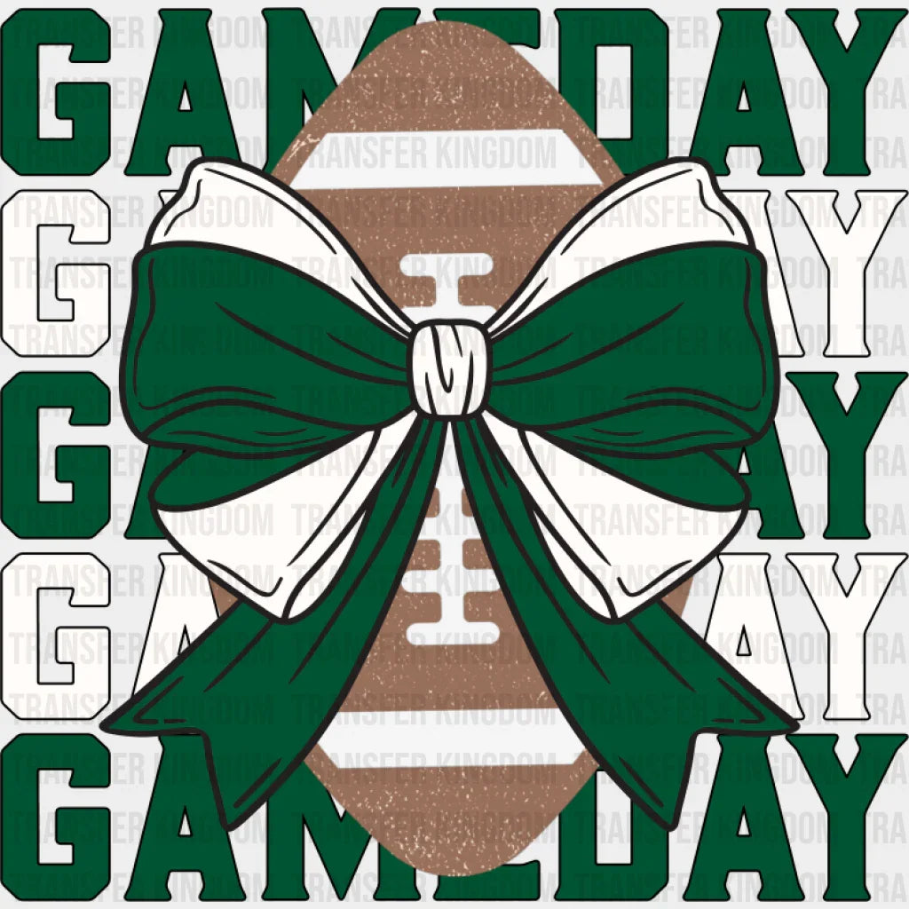 Gameday Green And White Ribbon - Game Day DTF Transfer Adult Unisex - S & M (10’’) / Dark Color Design (See Imaging)