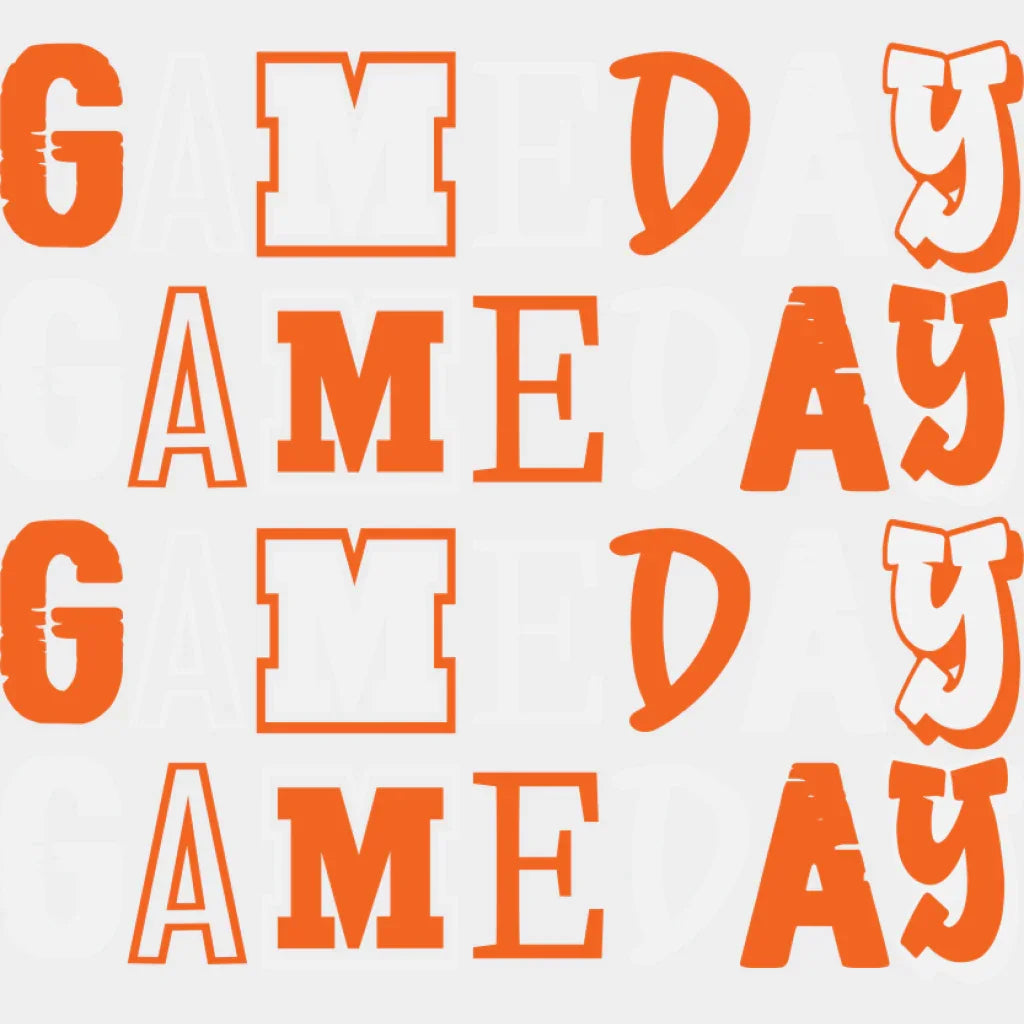 Gameday Orange Design - Game Day DTF Transfer Adult Unisex - S & M (10’’) / Light Color Design (See Imaging)