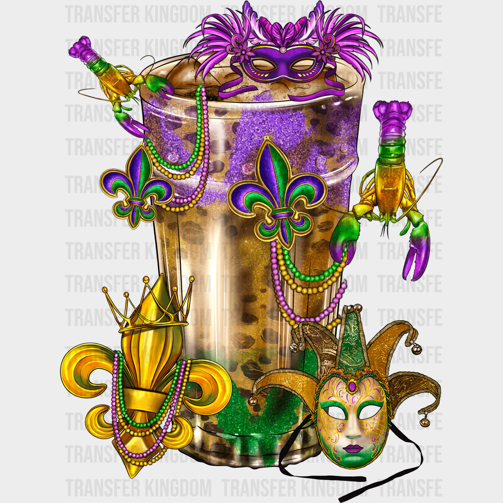 Glass Mardi Gras Design- Dtf Heat Transfer