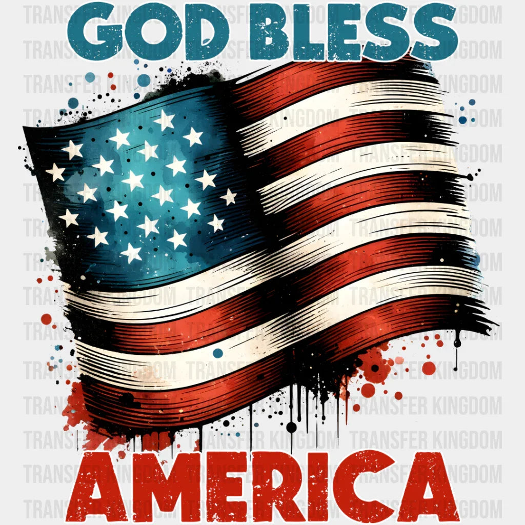 God Bless America Us Flag Design - Military Dtf Heat Transfer
