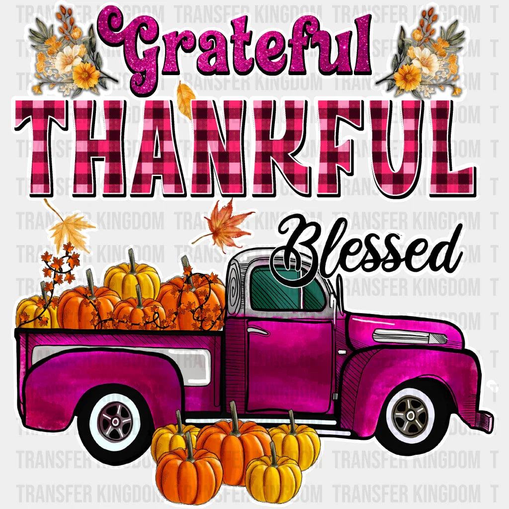 Grateful Thankful Blessed Purple - Fall Dtf Transfer Unisex S & M (10’’) / Light Color Design