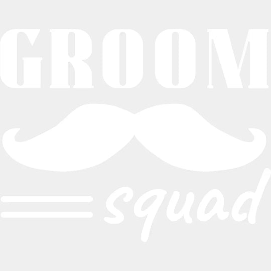 Groom Squad Mustache B&W - Bachelor DTF Transfer Unisex - S & M (10’’) Light Color Design (See imaging)