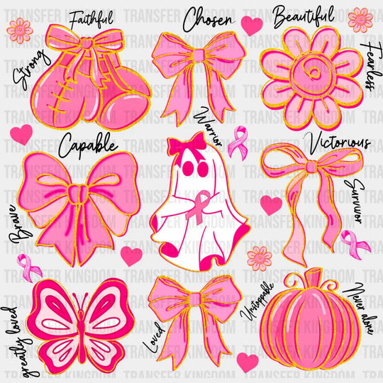 Halloween Design Breast Cancer Awareness DTF Transfer Adult Unisex S & M (10’’) / Dark Color Design (See Imaging)