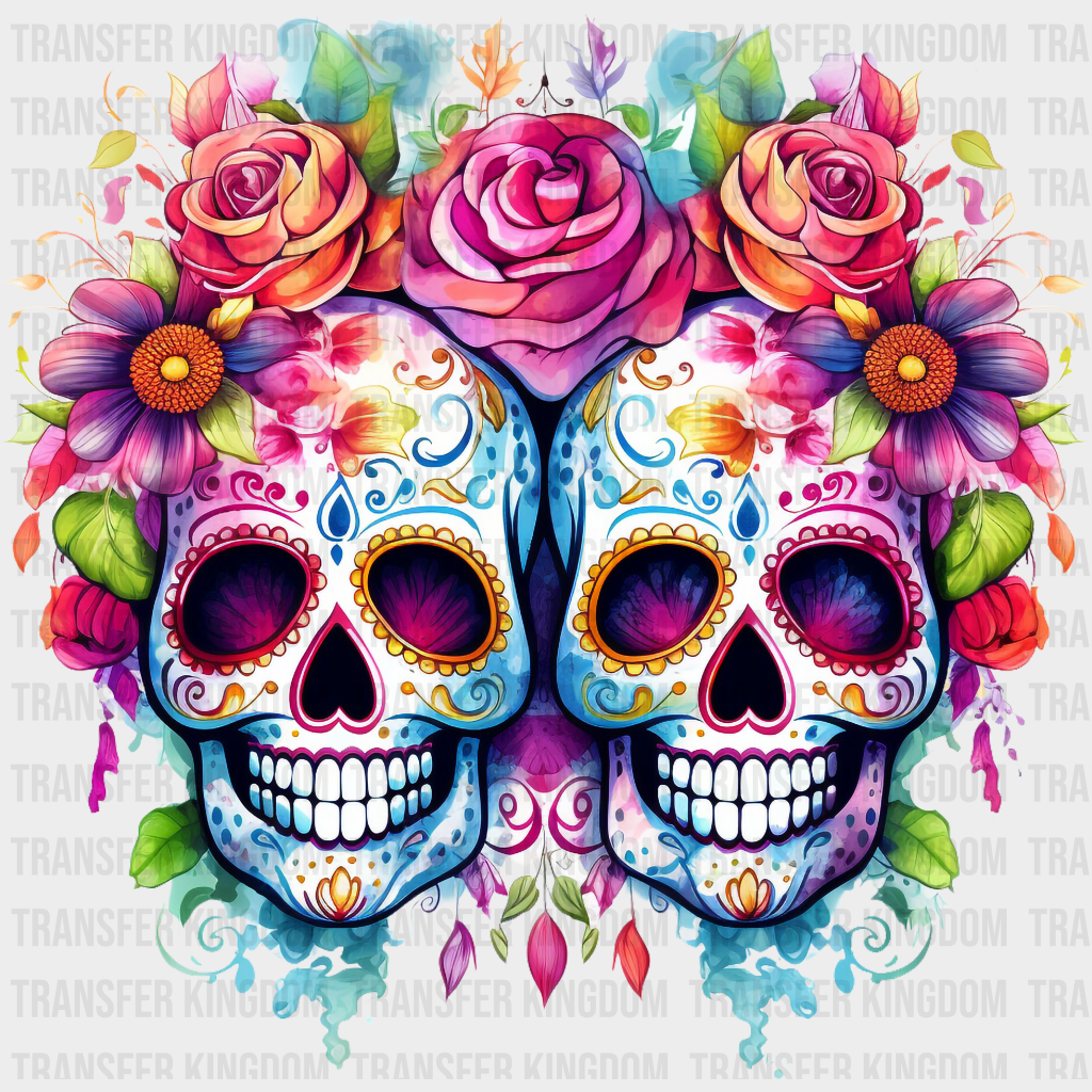 HALLOWEEN TWIN SKULLS Design - DTF heat transfer - Transfer Kingdom