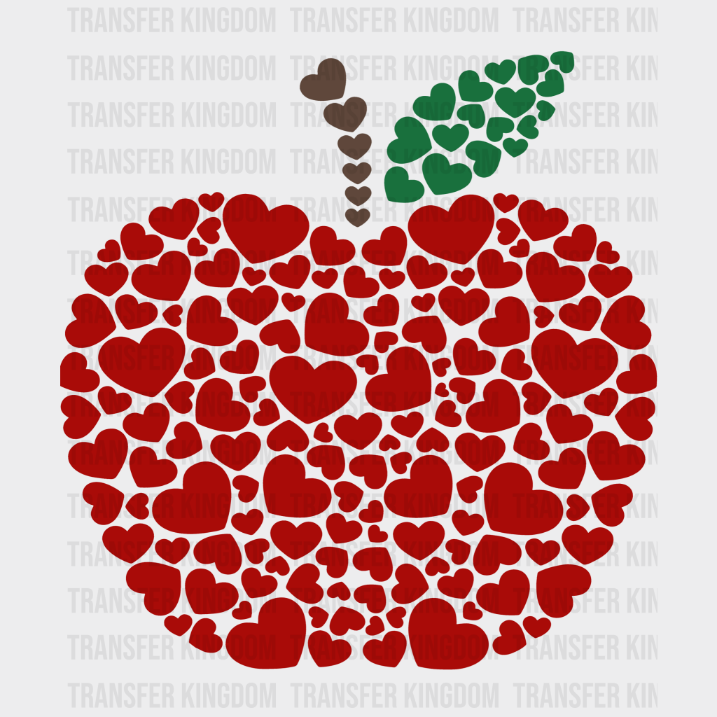 Heart Apple Valentines Day Design - Dtf Heat Transfer