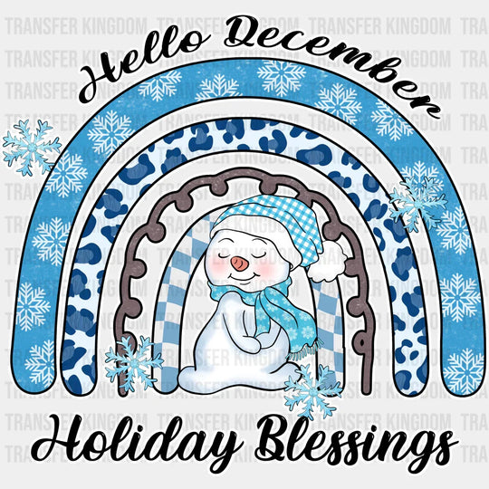 Hello December Holiday Blessings - Winter Iron On Dtf Transfer Unisex S & M (10’’) / Light