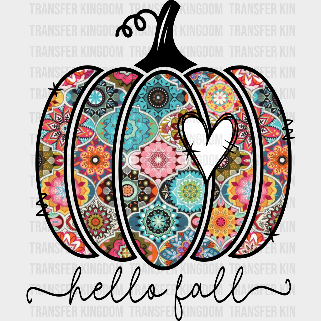 Hello Fall Heart Pumpkin - Dtf Heat Transfer
