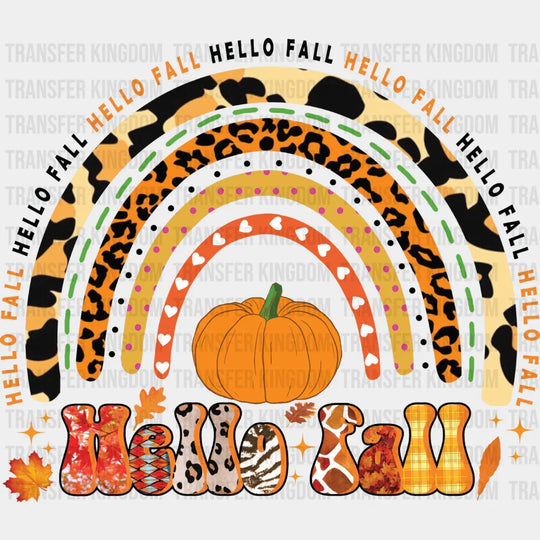 Hello Fall Rainbow - Dtf Transfer Unisex S & M (10’’) / Dark Color Design See Imaging