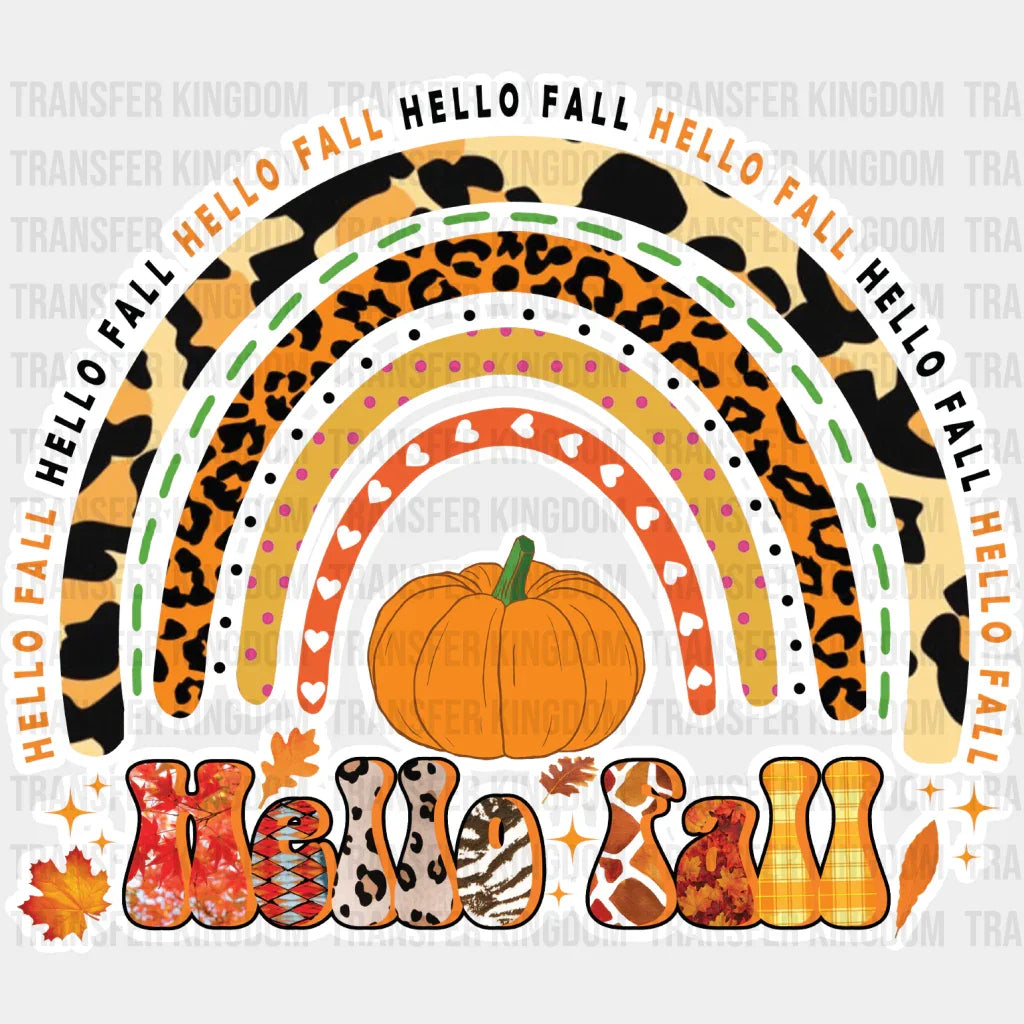 Hello Fall Rainbow - Dtf Transfer Unisex S & M (10’’) / Light Color Design See Imaging