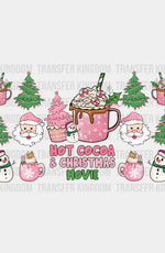 Hot Cocoa And Christmas Movie - Cup Wrap Uv Sticker Permanent Dtf Decal