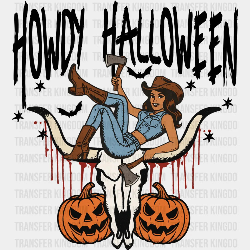 Howdy Halloween Cowgirl - Halloween DTF Transfer Adult Unisex - S & M (10’’) / Dark Color Design (See Imaging)