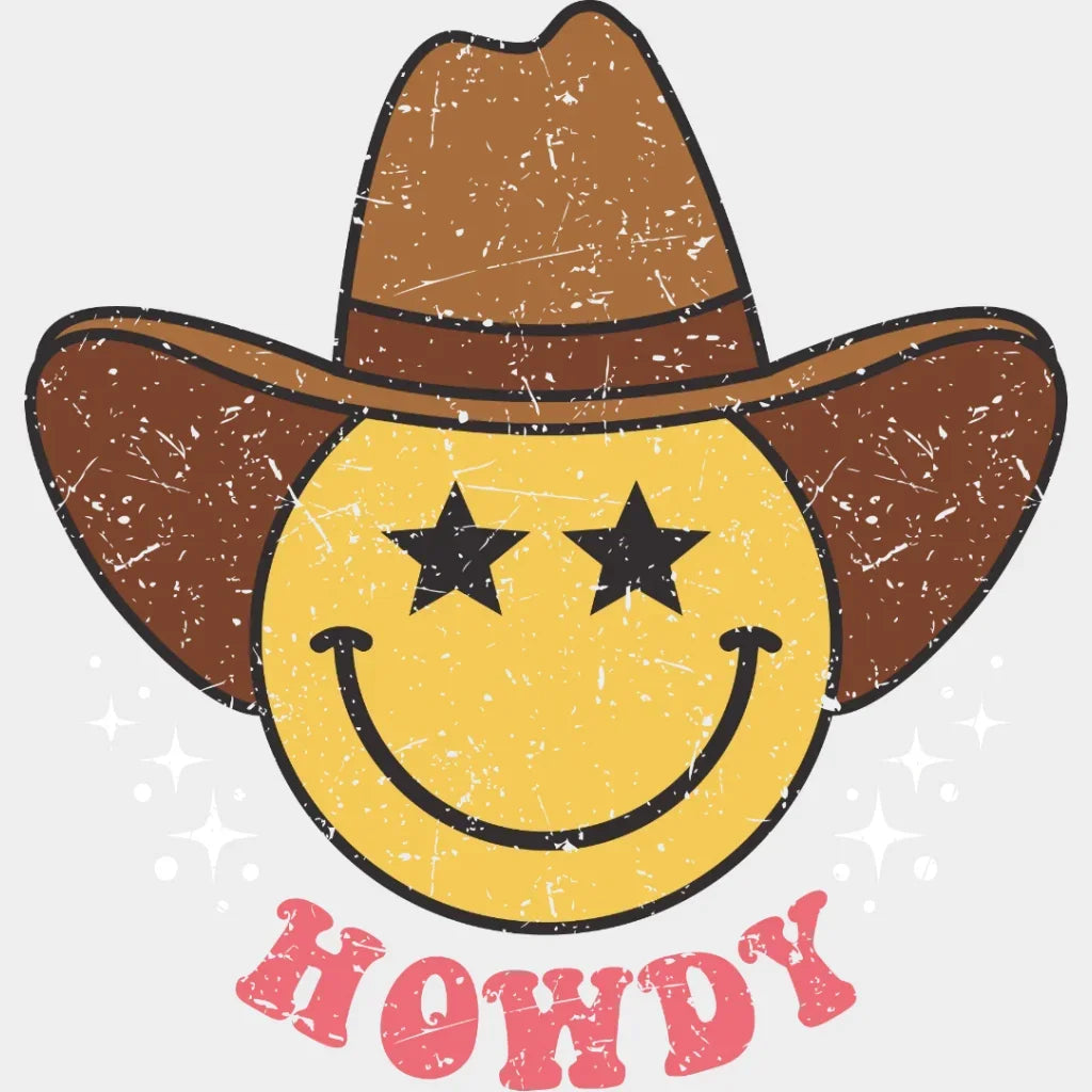 Howdy Hat Smiley Face Design - Dtf Heat Transfer