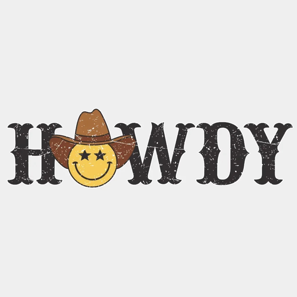 Howdy Hat Smiley Face Design - Dtf Heat Transfer