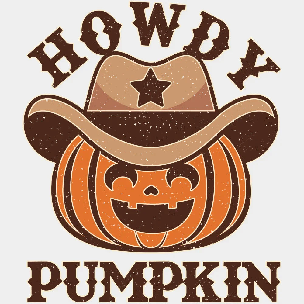 Howdy Pumpkin - Halloween DTF Transfer Adult Unisex - S & M (10’’) / Light Color Design (See Imaging)