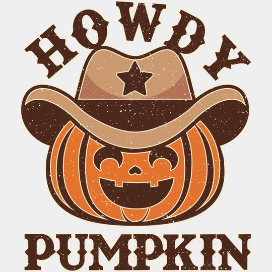 Howdy Pumpkin - Halloween DTF Transfer Adult Unisex - S & M (10’’) / Light Color Design (See Imaging)